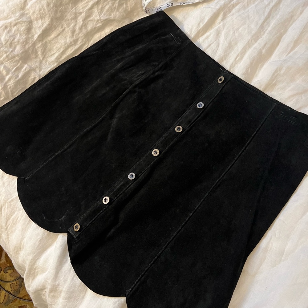 Black Leather Button-Up Skirt